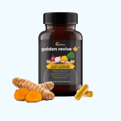 UpWellness Golden Revive + Joint Support Supplement Featuring Turmeric with Black Pepper, Quercetin, and Magnesium- Turmeric Boswellia Supplement - 6 Active Ingredients for Joint Care - 60 Capsules
